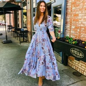 Floral maxi dress purple/periwinkle